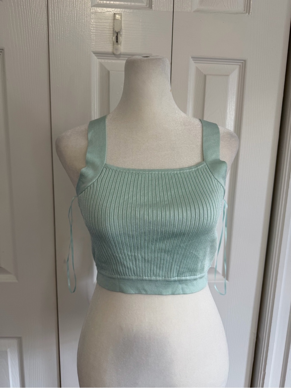 House of Harlow 1960 Ribbed Knit Squareneck Tank Top Mint NWT Size Small